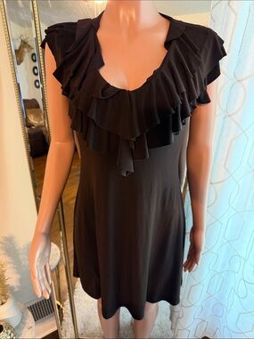 Enfocus Studio Black Ruffle V-Neck Tunic